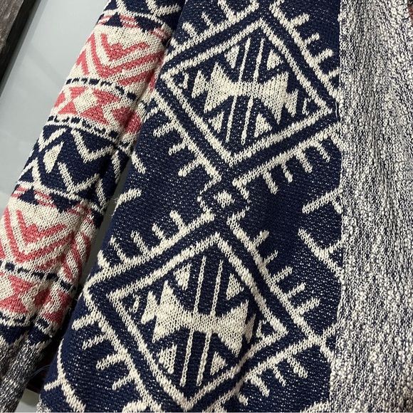 Hippie Rose Aztec Southwestern Long Line Open Front Cardigan Women's Medium - Picture 3 of 5